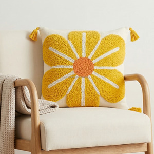 Zigzag Tufted Pillow <b>Cover</b> 20x20 Custom Size Sustainable Premium Decorative <b>Throw</b> Floor Pillow Boho Chenille Tufting for <b>Sofa</b> - Product Image 6