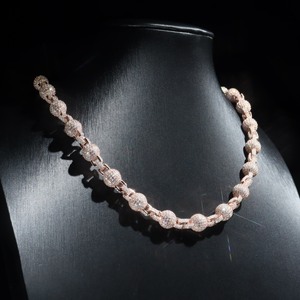 Collana Hip Hop con Catena a Sfere <span class=keywords><strong>in</strong></span> Moissanite VVS, <span class=keywords><strong>Argento</strong></span> <span class=keywords><strong>925</strong></span> Massiccio, Catena a Sfere con Moissanite Ghiacciata - Product Image 1