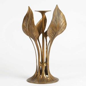 Candelabro de Metal de Aluminio con Diseño Botánico de Lujo y Hojas Doradas Antiguas para Decoración de Mesa en Hogar, Oficina, Fiestas y Celebraciones - Product Image 1