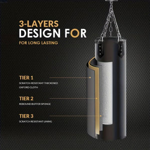 1 sac de frappe en tissu Oxford noir non rembourré avec gants, équipement d'entraînement de Taekwondo pour adultes, pour salle de sport à domicile, à suspendre - Product Image 5