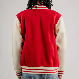 <b>Men's</b> <b>Red</b> Varsity Jacket Custom Embroidery Front Preppy Style 100% Wool Turn-down Collar Regular Fit Winter Waterproof - Product Image 6