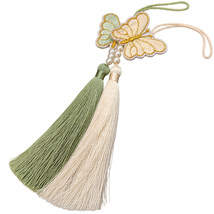 Breloque de téléphone coréenne traditionnelle Norigae papillon, avec pompon et perles, style Hanbok, accessoire de téléphone souvenir coréen, DIY - Product Image 3