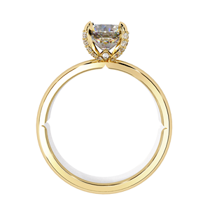 Bague de fiançailles solitaire en or 14 carats avec diamant de laboratoire taille ronde et halo caché - Product Image 2
