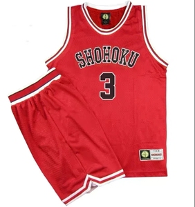 Ensemble de maillot de basket-ball rouge pour adultes, unisexe, en polyester respirant, sans manches, avec bandes latérales noires - Product Image 5