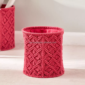 Panier de rangement rond en macramé | Boho Home Decor Panier en macramé pour la maison et l'hôtel Art bohème - Product Image 2