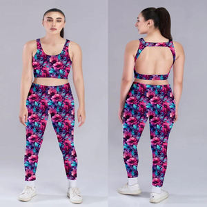 Ensemble de sport 2 pièces pour femme grande taille avec logo personnalisé : Leggings respirants et brassières de sport, idéal pour le yoga, écologique et séchage rapide - Product Image 1