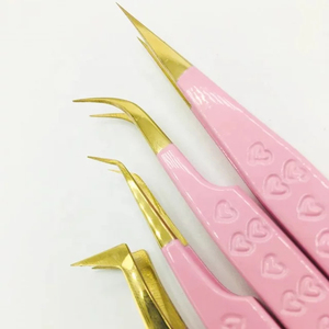 Pince à épiler rose en acier inoxydable, pointe de précision, surface lisse, outil de beauté pour extensions de cils et mise en forme des sourcils - Product Image 5