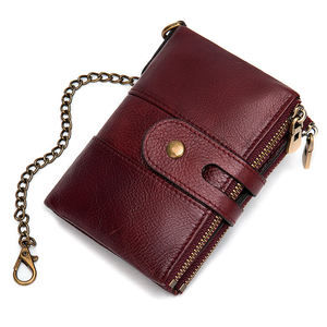 Cartera Vintage de Cuero Genuino con Cadena, Cierre de Botón, Unisex, Corta, para Uso Diario - Product Image 2