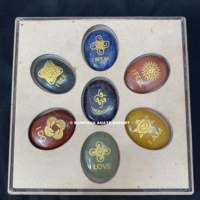 Vente en gros de pierres de cristal de qualité supérieure, ensemble de 7 chakras, forme ovale polie, boîte cadeau personnalisable, décoration de la maison, MUNTAHA AGATE