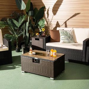 Set Tavolo con Braciere a Propano in Rattan 32 x 20 Pollici con Tavolino Laterale e Copertura per Serbatoio - Product Image 6