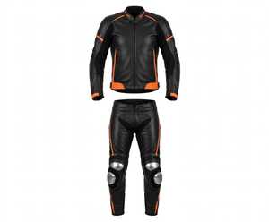 Traje de Motociclismo de Cuero Negro y Azul para Hombre, Chaqueta y Pantalones de Protección Resistentes al Viento - Product Image 2
