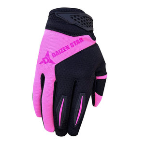 Daizen Star Motocross Full <b>Finger</b> Nylon Print Gloves Black Pink Breathable Hook Loop Closure Unisex Outdoor Racing Gloves - Product Image 1