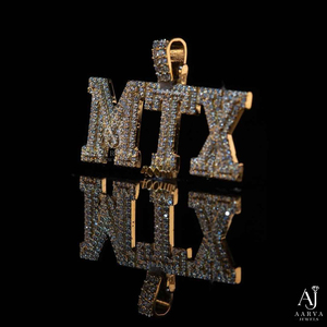 Gold Color Moissanite Bezel Setting Hip Hop Gold Plated Letter Pendant MTX <b>Initial</b> Charm Rhinestone Jewelry for <b>Chain</b> Wear - Product Image 5