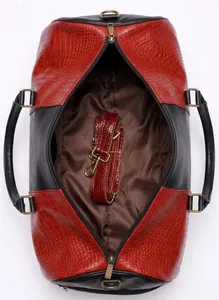 Handcrafted Brown Crocodile <b>Leather</b> Duffle <b>Bag</b> Luxury Weekender Travel Carry On Overnight Gym <b>Holdall</b> for <b>Men</b> - Product Image 4