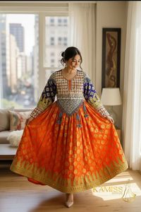 Robe longue afghane pour femme, col rond, manches longues, broderie, dentelle, patchwork, coupe trapèze ample, tenue de soirée décontractée, faible MOQ - Product Image 3