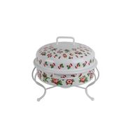 Plat à chafing doré perforé moderne avec couvercle argenté poli – Chauffe-plats haut de gamme pour buffets et services de table de style industriel