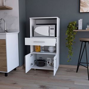 Armoire de cuisine blanche avec support pour micro-ondes - Product Image 2