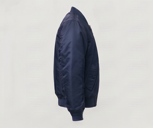 Chaqueta Bomber Azul Marino para Hombre, Cierre de Cremallera, Poliéster, Resistente al Viento, Informal, para Otoño, Cuello Camisero, Corte Regular - Product Image 3