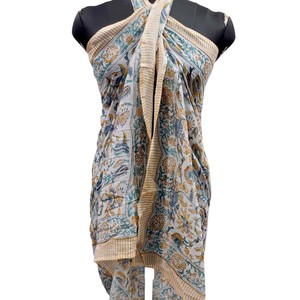 Paréo Sarong 100% Coton Imprimé Floral à la Main, Grande Écharpe de Plage, Cache-Maillot de Bain, Doux, Tendance Femme, Vente en Gros - Product Image 3