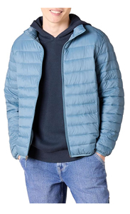 Men's Winter Puffer Jacket with Front Logo Stand Collar Zipper Closure Solid <b>Pattern</b> OEM Service - Product Image 6