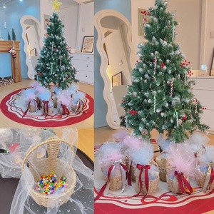 Panier de Pâques en osier fait à la main avec poignée |   Pot de fleurs décoratif en paille tressée |   Panier-cadeau mignon de lapin pour les fêtes d'enfants - Product Image 2