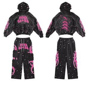 New Arrival Custom Made Design Unisex Streetwear Winter Heavyweight Hooded Tracksuit 100%Cotton Fleece Fabric Sweatsuit - Product Image 1