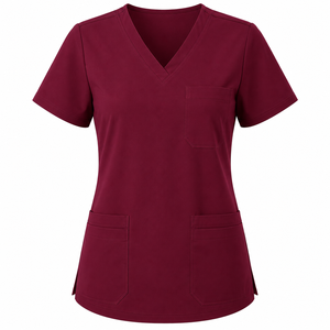 Haut de blouse médicale pour femme de haute qualité, à manches courtes et col en V, extensible et doux, uniforme d'infirmière, haut de blouse d'hôpital pour femme - Product Image 1