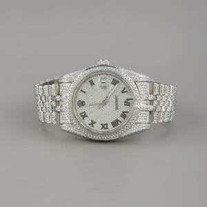 Reloj de Lujo para Mujer, de Acero Inoxidable, con Diamantes, Caja Redonda, Movimiento de Cuarzo Analógico, Cierre Desplegable, Cristal de Zafiro de 36 mm - Product Image 1