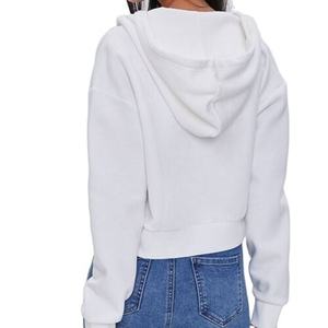 Sudadera con capucha corta para mujer, estilo casual, ligera, con cremallera frontal completa. - Product Image 3