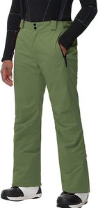 Pantalon de ski imperméable vert olive pour homme avec sangles noires et fermeture éclair pour activités de neige en plein air - Product Image 3