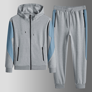 Ensemble de survêtement à capuche pour homme, color block, manches longues, fermeture éclair, tenue de sport décontractée, automne, respirant, polyester, pantalon de jogging, deux pièces - Product Image 6