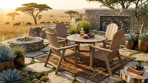 Conjunto de Muebles de Jardín de Madera Turquesa, Mesa Redonda con Cuatro Sillas, Muebles de Jardín Tradicionales para Uso en Exteriores, Acabado Mate - Product Image 2