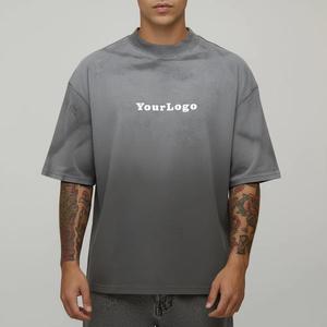 Camiseta Gris Premium con Efecto Desgastado Vintage, Oversize, de Algodón Pesado, con Logotipo Personalizado, Venta al por Mayor, Fabricante OEM, Alta Calidad - Product Image 4