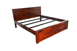 CIA Industries Rosewood Solid Wood Platform <b>Bed</b> King/Queen <b>Single</b> Size Traditional Design <b>Adjustable</b> Slats Without Storage - Product Image 1