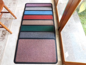 Modern Rectangle <b>Doormat</b> Set Multi Color Polyester Indoor Mat with Geometric Border for Entryway and Stairs - Product Image 1