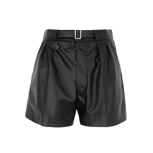 LUXE ATTIRE INDUSTRY Women <b>PU</b> Leather Skorts High Waist Elastic Waist Wide Leg Casual Knitted Loose Fit Solid Custom Logo Waist - Product Image 1