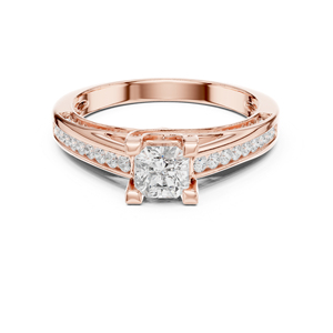 แหวนเพชรทรงกลมสีขาวทองคำขาว 14K สำหรับผู้หญิง |   ชุดลำลองสำหรับใส่ทุกวัน |   เพชรที่เพิ่งเพาะเลี้ยง - Product Image 2