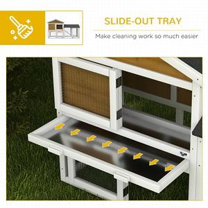 Conigliera in Legno Naturale da 58 Pollici con Recinto, Porte Bloccabili, Vassoio Rimovibile e Tetto in Asfalto - Product Image 5
