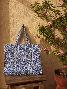 Sacs fourre-tout matelassés en coton imprimé à la main, très demandés, pour femmes, sacs de voyage, sacs de plage, fournisseur en gros - Product Image 6