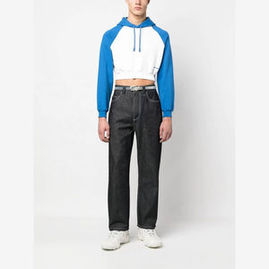 Crop <b>Top</b> Style No <b>Strings</b> Oversized Men 100 Cotton Men Hoodies Heavyweight Cut Edge Raw Hem Boxy Fit Custom Blank Cropped Hoodie - Product Image 5