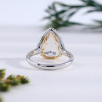 Bague de mariage vintage en or blanc avec diamant de laboratoire personnalisé en forme de goutte, pavé de cristaux et halo, coupe rose, cadeau pour elle