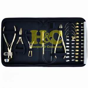 Kit de Herramientas para Extensiones de Cabello al por Mayor en OFERTA: Alicates Dorados de Acero Inoxidable para Cinta y Bucle, Kit Comercial para Cabello con Estuche Color Durazno - Product Image 1