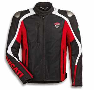 Ducati Men's Cordura Textile Motorcycle <b>Jacket</b> Black Red White Color Blocking Breathable Front Logo <b>Summer</b> - Product Image 1