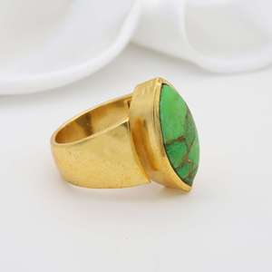 <b>Turquoise</b> Brass <b>Ring</b> 18k Gold Plated Ethnic <b>Ring</b> Wholesale <b>Ring</b> For women - Product Image 4