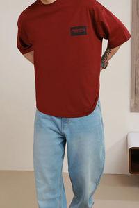 T-shirts unisexes de luxe en sergé de polyester pour hommes, col montant, coupe lourde, épaules tombantes, de marques célèbres, haute qualité, OEM, collection 2026 - Product Image 3