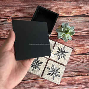 Vaisselle carrée de luxe de qualité supérieure avec incrustation de vadrouille, sous-verres en résine blanche, napperons haut de gamme écologiques - Product Image 2