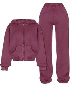 Premium Loungewear Set Women's <b>Cropped</b> <b>Zip</b> <b>Up</b> Hoodie Wide Leg Sweatpants Heavyweight Cotton Fleece Tracksuits Streetwear - Product Image 1