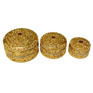 Juego de 3 Cajas de Joyería Decorativas para el Hogar, Caja Redonda de Laca con Cuentas Brillantes, Estilo Indio - Product Image 6