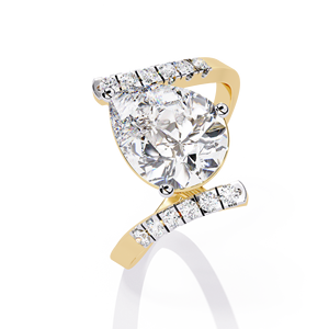 Anillo de Diamantes en Forma de Lágrima con Banda de Diamantes Trenzados, Oro Amarillo de 14k, 2.5 CT, Certificado IGI, Anillo de Boda en Forma de Pera - Product Image 5