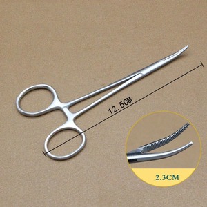 1pcs Manual Stainless Steel Hemostatic Pliers Surgical Forceps Needle <b>Holder</b> Elbow Straight Head - Product Image 2